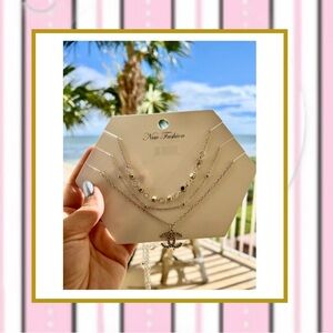 Three (3) layer necklace with “CC” design - Silver color NEW